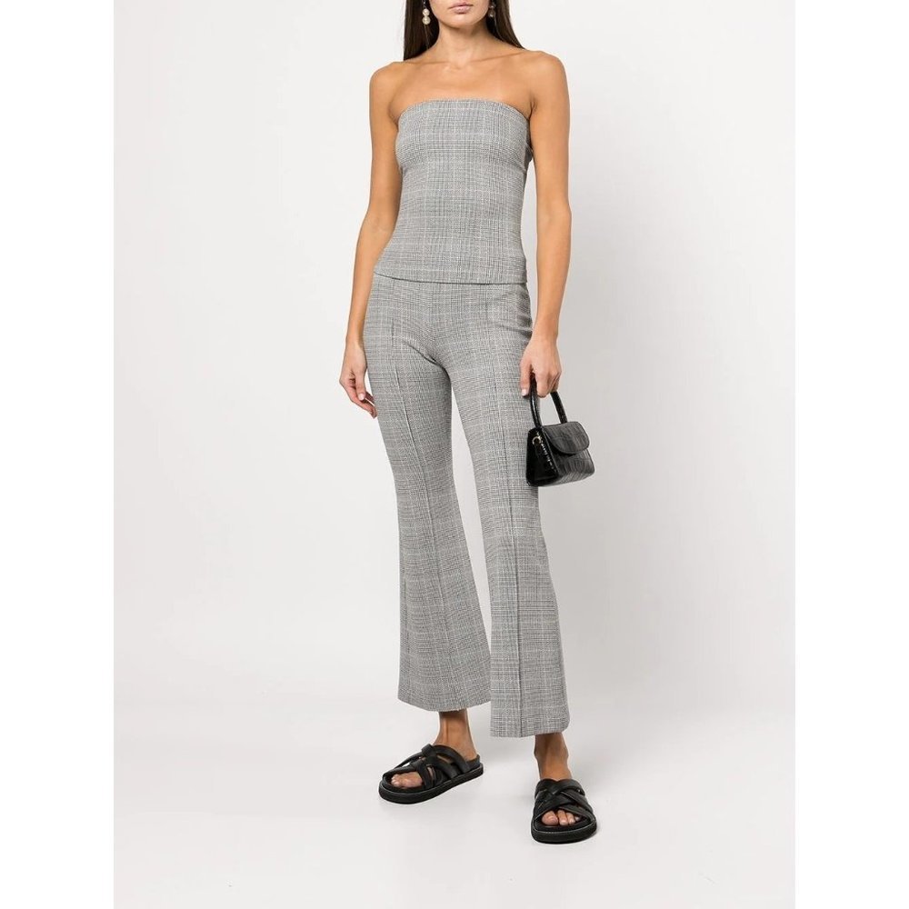 Rosetta Getty Plaid Tube Top in Grey Medium Womens Strapless Tank